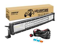 RIGIDON 22 Pulgadas 55 cm 270W delgado curva barra de luz led y 12V kit de cableado, Largo alcance barras luminosas led para off road todoterreno camión coche ATV 4x4, Lámpara de conducción 6000K