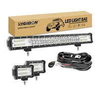 RIGIDON 23 Pulgadas 324W barra de luz led, 2 Pcs 5" 135W luz inundacion trabajo lámpara, barras luminosas led y 12V kit de cableado para off road camión coche ATV SUV 4x4, Faro de trabajo led