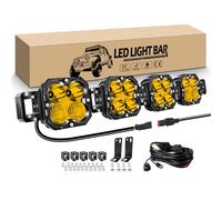 RIGIDON 28 pulgadas 70 cm 120W 10000LM Barra de luz led y 12V kit de cableado, Curva Recta Barras luminosas led para off road todoterreno camión coche ATV SUV 4x4, IP67 Impermeable 3500K Amarillo