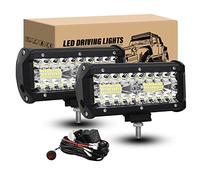 RIGIDON 2PCS 18cm 120W Luz led antiniebla con 12V Kit de cableado, 7 pulgadas Faros trabajo Foco Led Tractor, lámparas de conducción para ATV UTV USV 4x4 Coche Moto Agrícolas luces Niebla