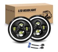 RIGIDON 2Pcs 7 Pulgadas Faro LED Auto Moto, 50W 5000LM Luz de trabajo LED, 3000K+6000K 4 Modos de Iluminación Redondo Led Off Road Light Halo DRL HI LO Haz para Wrangler JK TJ LJ CJ Humm-er