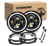 RIGIDON 2Pcs 7 Pulgadas Faro LED con Anillo de Soporte de Montaje, 50W Luz de trabajo LED, 4 Modos de Iluminación Redondo Led Off Road Light Halo DRL HI LO Haz para Wrangler JK TJ LJ CJ Humm-er