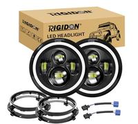 RIGIDON 2x 7 pulgadas 50W redondo faro led con soporte montaje ámbar/blanco | ámbar halo señal de giro, luz alta/baja, DRL, Para Jeep Wrangler JK LJ CJ TJ Dirtbike motor motocicleta Harley Davidson