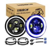 RIGIDON 2x 7 pulgadas 50W redondo faro led con soporte montaje azul/blanco | azul halo señal de giro, luz alta/baja, DRL, Para Jeep Wrangler JK LJ CJ TJ Dirtbike motor motocicleta Harley Davidson