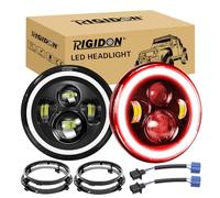 RIGIDON 2x 7 pulgadas 50W redondo faro led con soporte montaje roja/blanco | roja halo señal de giro, luz alta/baja, DRL, Para Jeep Wrangler JK LJ CJ TJ Dirtbike motor motocicleta Harley Davidson