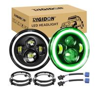 RIGIDON 2x 7 pulgadas 50W redondo faro led con soporte montaje verde/blanco | verde halo señal de giro, luz alta/baja, DRL, Para Jeep Wrangler JK LJ CJ TJ Dirtbike motor motocicleta Harley Davidson