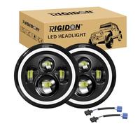 RIGIDON 2x 7 pulgadas redondo faro led 50W luz alta/baja DRL ámbar/blanco | ámbar halo señal de giro, ángulo ojos, compatible con Jeep Wrangler JK LJ CJ TJ Dirtbike motor motocicleta Harley Davidson