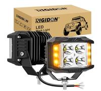 RIGIDON 2x estroboscópica faros trabajo led, 4 pulgadas 10cm 35W 3500lm | amarillo blanco, 12V24V, emergencia, para off road camión coche ATV 4x4 tractor todoterreno, luz de niebla trasera, foco led