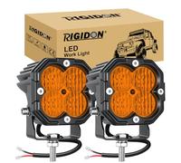 RIGIDON 2x faro de trabajo led, 3 pulgadas mini 30W 3000lm luz conducción | flood lámpara, 12V 24V, 3000K ámbar, faros antiniebla, para off road camión coche ATV 4x4 tractor motocicleta, impermeable