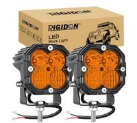 RIGIDON 2x faro de trabajo led, 3 pulgadas mini 30W 3000lm luz conducción | flood spot combo, 12V 24V, 3000K ámbar, faros antiniebla, para off road camión coche ATV SUV 4x4 tractor moto, impermeable