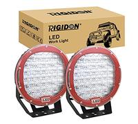 RIGIDON 2x redondo faro de trabajo led, rojo 9 pulgadas 225W floodlight | 12V 24V lámpara, luz de conducción, para offroad vehículo camiones SUV ATV 4x4 barco, 6000K blanca, impermeable, antiniebla