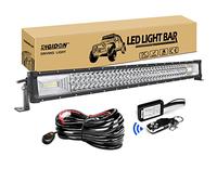 RIGIDON 32 Pulgadas 80 cm 405W barra de luz led, Barras luminosas led y 12V estroboscópica kit de cableado para off road camión coche SUV 4x4, Foco Inundación Combo, 6000K lámpara de conducción