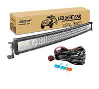 RIGIDON 32 Pulgadas 80 cm 405W delgado curva barra de luz led y 12V kit de cableado, Largo alcance barras luminosas led para off road todoterreno camión coche ATV 4x4, Lámpara de conducción 6000K