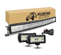 RIGIDON 32 Pulgadas 81cm 405W Curvada Barra de luz de Trabajo Led con 12V Kit de cableado, 2 x 7 Pulgadas 120W Luz de Niebla de Conducción para 4x4 Coche Off Road Camión SUV Todoterreno Vehículo
