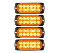 RIGIDON 4 Pcs Ámbar Luz Estroboscópica de Emergencia 12 LED Advertencia de emergencia 12V 24V Luz de advertencia de peligro faros antiniebla para Off road Camión Coche ATV SUV 4x4 Todoterreno