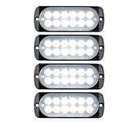 RIGIDON 4 Pcs Blanco Luz Estroboscópica de Emergencia 12 LED Advertencia de emergencia 12V 24V Luz de advertencia de peligro faros antiniebla para Off road Camión Coche ATV SUV 4x4 Todoterreno