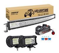 RIGIDON 42 Pulgadas 105 cm 540W curva barra de luz led y 12V kit de cableado, 2x 5 pulgadas 135W foco proyector led, Largo alcance barras luminosas led para todoterreno camión coche tractor ATV 4x4