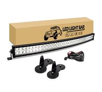 RIGIDON 42 pulgadas 240W Curvada Barra de luz led, 2Pcs iman soporte de montaje y 12V kit de cableado, 6000K Barras luminosas led Faros Antiniebla para off road camión coche ATV SUV 4x4 Todoterreno