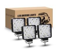 RIGIDON 4Pcs Faro Trabajo LED Focos de Coche, 4 Pulgadas 10cm 48W Blanco y ámbar Spot lámpara trabajo led, Exterior Foco led 12V 24V para Off road Camión ATV 4x4 Tractor, faros antiniebla