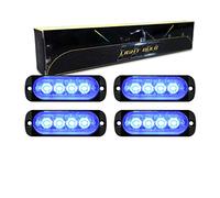 RIGIDON 4x 8cm barra de luz led estroboscópica emergencia, 12V 24V azul | sin interruptor, peligro, baliza, testigo de advertencia led, faros antiniebla, para tractor camión coche ATV 4x4 todoterreno