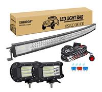 RIGIDON 50 Pulgadas 127 cm 648W curva barra de luz led y 12V kit de cableado, 2x 5 pulgadas 135W foco proyector, Largo alcance barras luminosas para todoterreno camión coche tractor ATV 4x4, 6000K