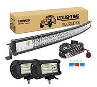RIGIDON 52 Pulgadas 130 cm 675W curva barra de luz led y 12V kit de cableado, 2x 5 pulgadas 135W foco proyector led, Largo alcance barras luminosas led para todoterreno camión coche tractor ATV 4x4