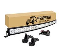 RIGIDON 52 pulgadas 300W Curvada Barra de luz led, 2Pcs iman soporte de montaje y 12V kit de cableado, 6000K Barras luminosas led Faros Antiniebla para off road camión coche ATV SUV 4x4 Todoterreno