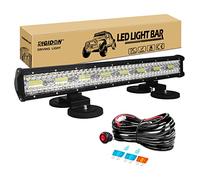 RIGIDON 8D 23 Pulgadas 58 cm 480W barra de luz led, Barras luminosas led y 12V kit de cableado y iman soporte para off road camión coche ATV 4x4, Foco inundacion luz faros antiniebla, 6000K Blanco