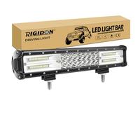 RIGIDON Barra de luz led, 12V 24V 15 pulgadas 216W, 7D Tri fila Barras luminosas led para off road camión coche ATV SUV 4x4 barco, Foco Inundación Combo, lámpara de conducción 6000K