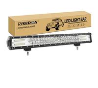 RIGIDON Barra de luz led, 12V 24V 23 pulgadas 324W, 7D Tri fila Barras luminosas led para off road camión coche ATV SUV 4x4 barco, Foco Inundación Combo, lámpara de conducción 6000K