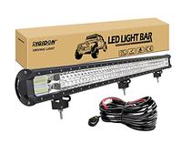 RIGIDON Barra de luz led, 12V 24V 45 pulgadas 612W, 7D Tri fila Barras luminosas led y kit de cableado para off road camión coche ATV SUV 4x4 barco, Foco Inundación Combo, lámpara de conducción 6000K