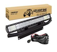 RIGIDON Barra de luz led, 23 pulgadas 324W, Tri fila Barras luminosas led y kit de cableado soporte de matrícula y soporte de montaje para off road camión coche ATV SUV 4x4, Foco Inundación Combo