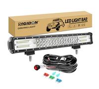 RIGIDON Barra de luz led Coche 4x4 20 Pulgadas 52cm 288W y 12V cableado Kit | tri fila barras luminosas led, lámpara de conducción, para off road camión coche ATV SUV 4x4 barco, 6000K blanco, impermeable