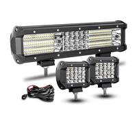 RIGIDON Barra Led 12 pulgadas 30 cm 330W con 12V Cableado y Foco de Coche | Largo Alcance Barra Luminosas Led, 2x 10 cm 18W Faro de Trabajo para 4x4 Offroad Camión Tractor Todoterreno SUV ATV, 6000K