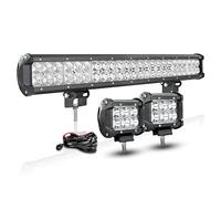 RIGIDON Barra Led 23 pulgadas 59 cm 144W con 12V Cableado y Faro de Trabajo | Largo Alcance Barra Luminosas Led, 2x 10 cm 18W Foco de Coche Impermeable para 4x4 Offroad Camión Tractor Todoterreno SUV ATV