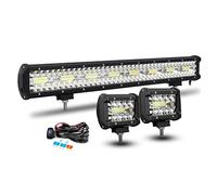 RIGIDON Barra Led 23 pulgadas 59 cm 480W con 12V Cableado y Faro de Trabajo | Largo Alcance Barra Luminosas Led, 2x 10 cm 18W Foco de Coche Impermeable para 4x4 Offroad Camión Tractor Todoterreno SUV ATV