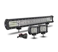 RIGIDON Barra Led 23 pulgadas 59 cm 570W con 12V Cableado y Foco de Coche | Largo Alcance Barra Luminosas Led, 2x 10 cm 18W Faro de Trabajo para 4x4 Offroad Camión Tractor Todoterreno SUV ATV, 6000K