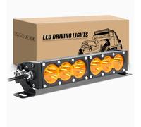 RIGIDON Barra LED 4x4, 12" 29cm 60W Barra de luz led, Inundación Faros trabajo led 12V 24V, Largo alcance Barra luminosas led para Off road Todoterreno Camión Tractor Coche ATV SUV UTV, 3000K Ámbar
