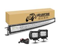 RIGIDON Barra Led Curvada 105 cm 540W con 12V Cableado y Foco de Coche | 42 Pulgadas Barra Luminosas led, 2x 10 cm 36W Faro de Trabajo Impermeable para 4x4 Offroad Camión Tractor Todoterreno SUV ATV