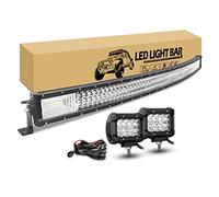 RIGIDON Barra Led Curvada 130 cm 675W con 12V Cableado y Foco de Coche | 52 Pulgadas Barra Luminosas led, 2x 10 cm 36W Faro de Trabajo Impermeable para 4x4 Offroad Camión Tractor Todoterreno SUV ATV