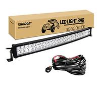 RIGIDON Curva 32 Pulgadas 80 cm 180W Barra de luz led y 12V Kit de cableado, Barras Luminosas led para Off Road camión Coche ATV SUV 4x4, lámpara de conducción 6000K, Foco y luz inundacion Combo
