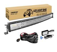 RIGIDON Curvada Barra de luz led, 32 pulgadas 405W Barras luminosas led y 12V estroboscópica kit de cableado para off road camión coch SUV 4x4 tractores todoterreno, Foco Inundación Combo, 6000K