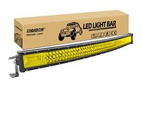 RIGIDON Curvada Barra de luz led, 42 Pulgadas 540W Barras Luminosas led, Faros antiniebla para Off Road camión Coche ATV 4x4, Impermeable lámpara de conducción, 3000k Amarillo, Led Work Light Bar