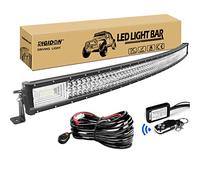 RIGIDON Curvada Barra de luz led, 52 pulgadas 675W Barras luminosas led y 12V estroboscópica kit de cableado para off road camión coch SUV 4x4 tractores todoterreno, Foco Inundación Combo, 6000K