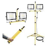 RIGIDON Foco LED 200W Con Trípode Telescópico, 20000LM Luz de Trabajo Portátil, Proyector Impermeable Para Taller, Obra de Construcción, Garaje, Jardín, Interior y Exterior 6000K