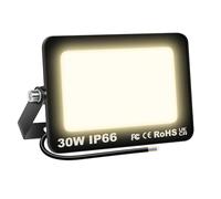 RIGIDON Focos LED Exterior, 30W 3000LM Proyector LED Exterior IP66 Impermeable Luz de Seguridad, Blanco Cálido 3000K Foco Led Floodlight para Jardín Patio Plaza Garaje Terraza Estadio Obra