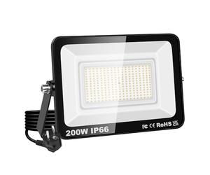 RIGIDON Focos Led Exterior & Interior con Enchufe, 1x 200W 20000 LM Foco de Luz, Proyector LED para Jardín Patio Plaza Garaje Terraza Estadio Trabajo, IP66 Impermeable 3000K Blanco Cálido Iluminacion