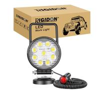 RIGIDON Lámpara trabajo led portatil, 4 pulgadas 27W, Flood lámpara trabajo led para off road camión coche SUV 4x4, faro de trabajo led con imán 12v 24v,6000K Blanco Floodlight