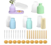Rigidstone 5 Pcs Molde de Florero, Molde de Resina para Jarrón 4 Jarrones + 1 Bandeja Molde DIY Silicona Moldes De Silicona para Jarrone para Hacer Portaplumas, Jarrones