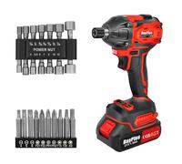 Rigogo Llave de Impacto Inalámbrica 1/2" - 300Nm Llave de Impacto sin Escobillas Eléctrica con 1 Batería 1500mAh y Adaptador, Pistola de Impacto Baterías con Maleta, 4 vasos (14, 17, 19, 22 mm)